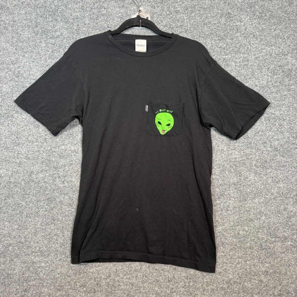 Ripndip Tshirt Adult Medium‎ Black Outer Space Skater Gnar Alien Tshirt Crewneck